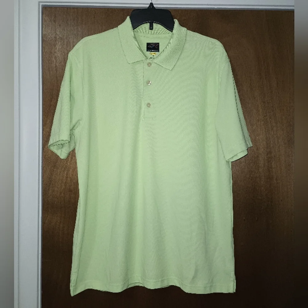 Men's Greg Norman Play Dry Light Green Polo Golf Shirt L